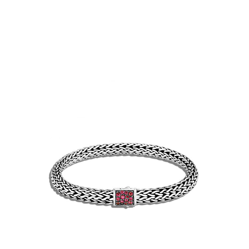 Icon Silver Reversible Bracelet with Treated Black Sapphire & Treated Ruby Sz M by John Hardy