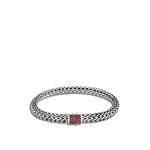 Icon Silver Reversible Bracelet with Treated Black Sapphire & Treated Ruby Sz M by John Hardy