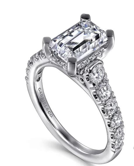 Piper - 14K White Gold Emerald Cut Diamond Engagement Ring