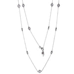 Sterling Sterling Rhodium Plated Necklace with CZ Stones on Forzatina Cable Chain by Elle