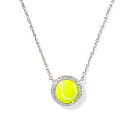 Tennis Silver Chartreuse Magnesite Short Pendant Necklace by Kendra Scott