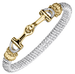 Sterling Silver and 14K YG 6mm 0.14cttw Diamond Closed Band Bracelet by Vahan
