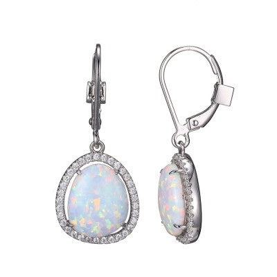 Sterling Silver Opal Drop Earrings by ELLE