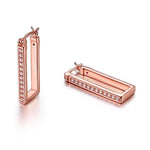 Sterling Silver Rose Gold Plated Rectangle Hoops by ELLE