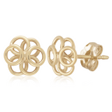 14K Yellow Gold Cast Cluster Ring Stud Earrings