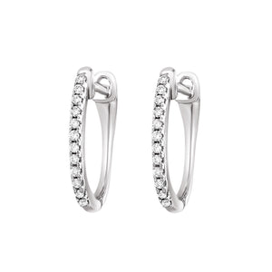 10K White Gold 0.10cttw SI H-I Diamond Huggie Earrings