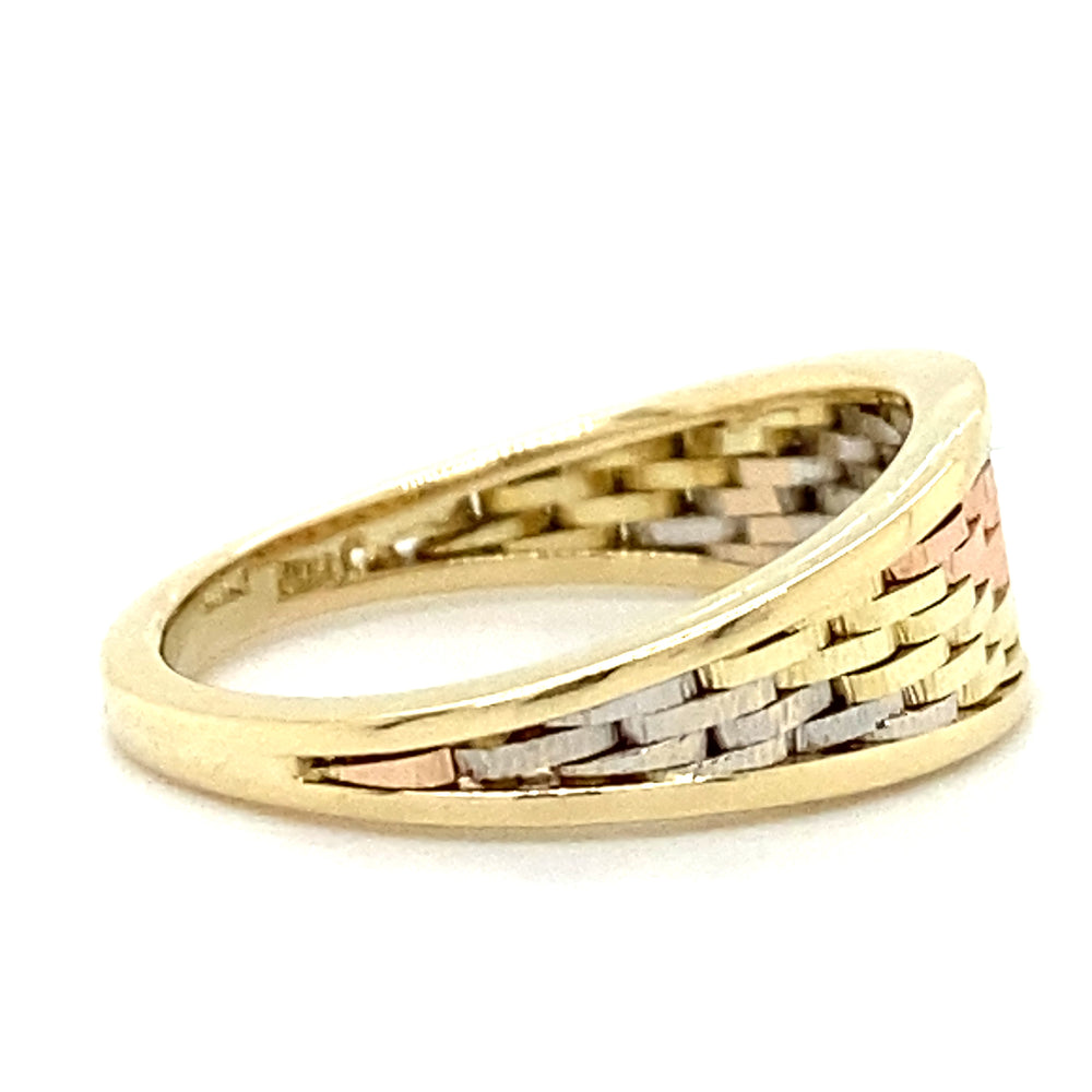 Estate Tri-Color Gold Woven Ring