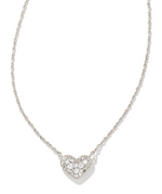 Ari Silver White Crystal Pave Heart Necklace by Kendra Scott