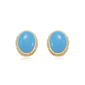 14K Yellow Gold Earrings with Turquoise