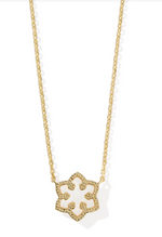 Snowflake Gold Plated White Kyocera Opal Short Pendant Necklace by Kendra Scott