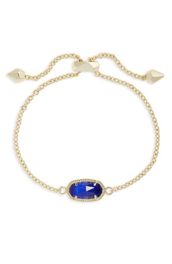 Elaina Gold Plated Cobalt Cats Eye Delicate Chain Bracelet by Kendra Scott