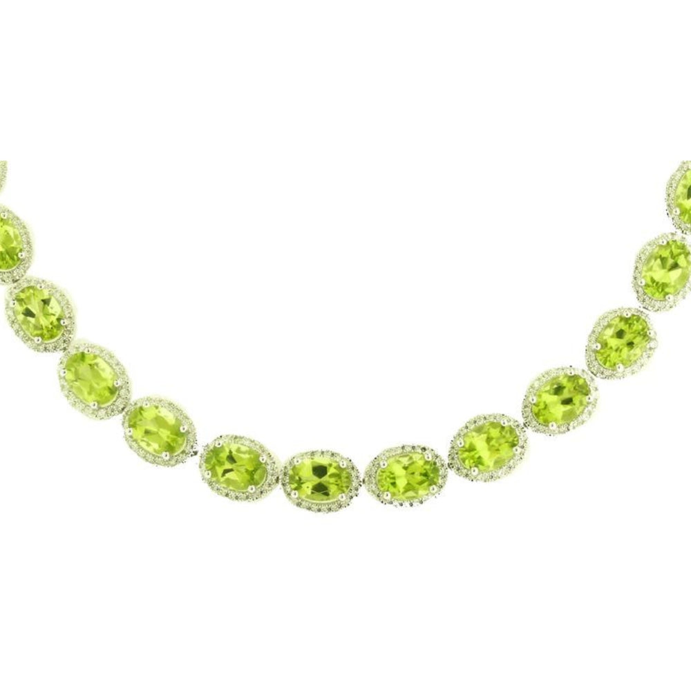 Sterling Silver Oval Peridot & Cubic Zirconia Bracelet