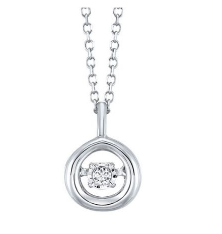 10K White Gold 0.02cttw ROL Diamond Pendant