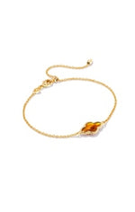 Yellow Gold Plated Framed Abbie Delicate Chain Bracelet with Marbled Amber Illusion by Kendra Scott