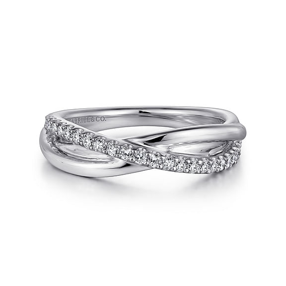 Sterling Silver White Sapphire Pave Criss Cross Ring