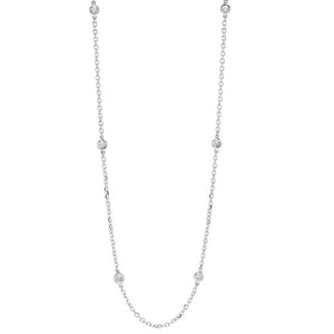 14K White Gold 1.5cttw Diamond Station Necklace 18"