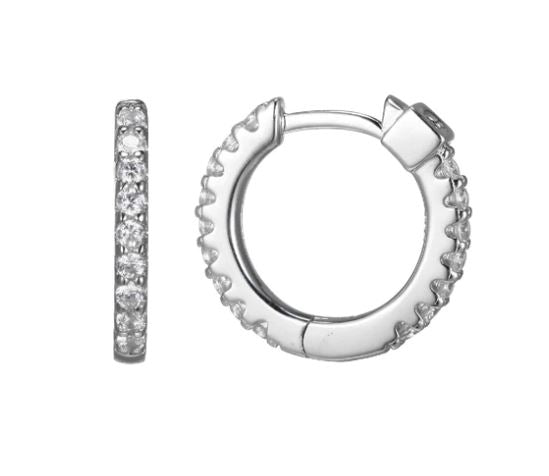 Sterling Silver CZ Hoop Earrings 15mm by Elle