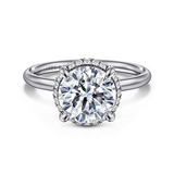 Seattle - 14K White Gold Round Hidden Halo Diamond Engagement Ring