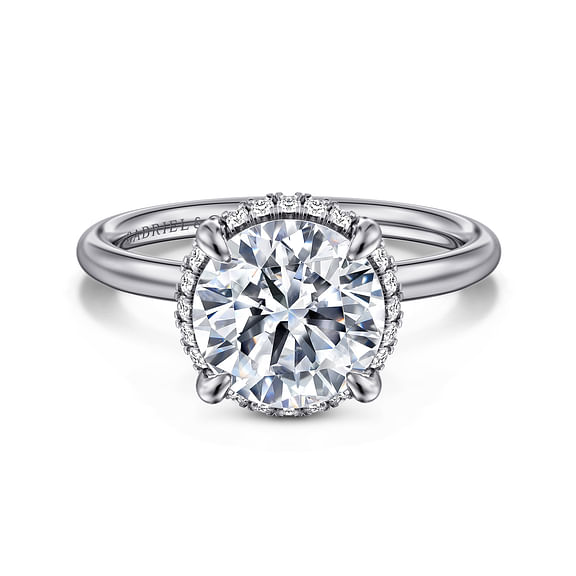 Seattle - 14K White Gold Round Hidden Halo Diamond Engagement Ring
