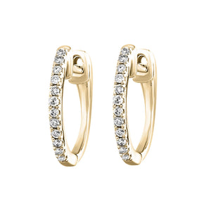 10K Yellow Gold Diamond Huggie Earrings