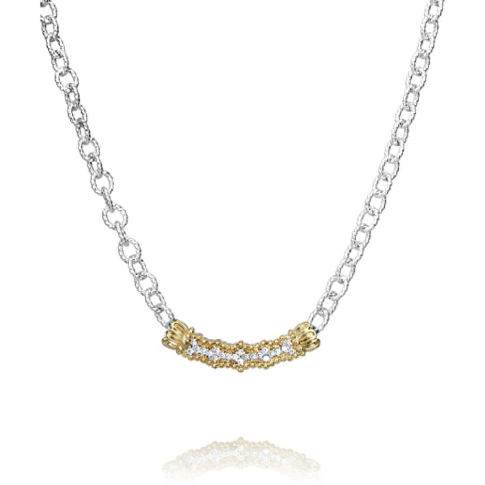 Sterling Silver & Yellow Gold Diamond Bar Necklace by VAHAN