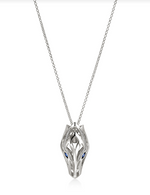 Naga Silver 0.16cttw Dia Pave Pendant on Rolo Necklace with Blue Sapp Eyes by John Hardy