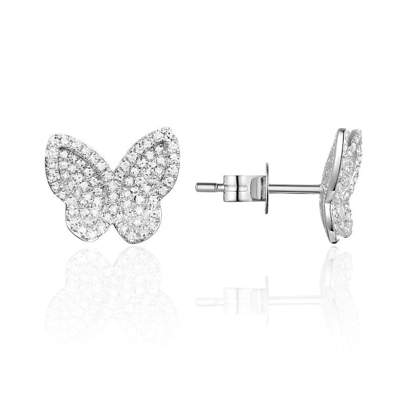 14K White Gold 0.46cttw H/I SI Diamond Butterfly Stud Earrings