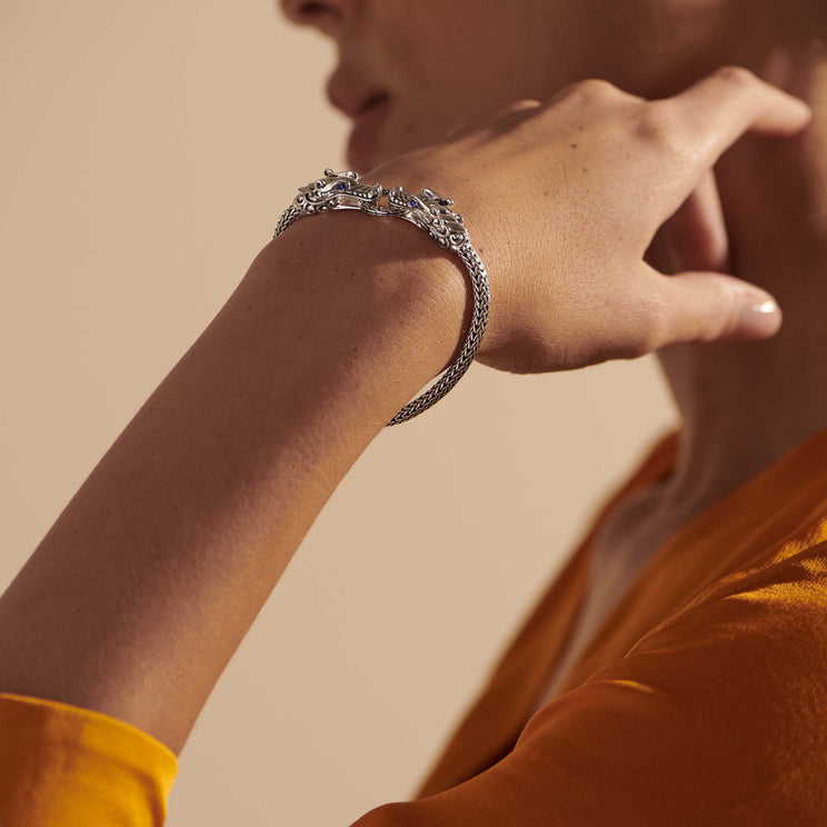 Naga Heritage Silver Double Dragon Head Chain Bracelet by John Hardy