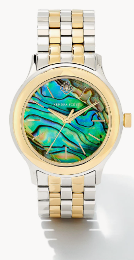 Alex Two Tone Stainless Steel 35mm Watch in Abalone by Kendra Scott