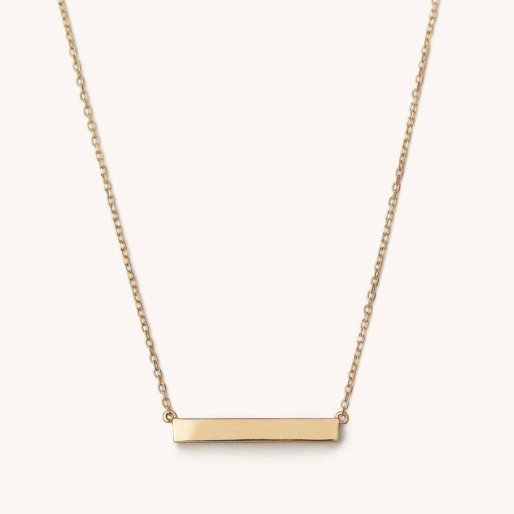 Yellow Gold Plated Engraveable Bar Necklace