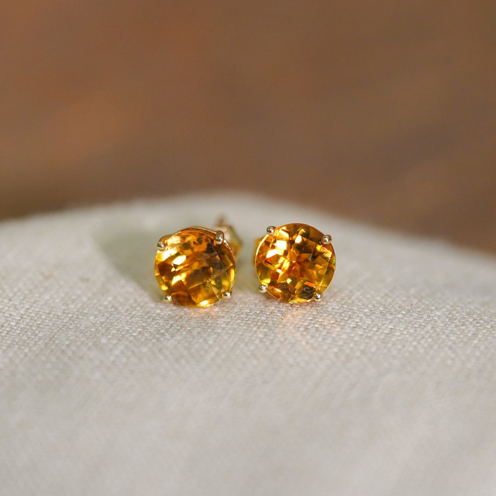 14K Yellow Gold 2.29cttw 7mm Citrine Earrings