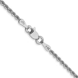 14K White Gold 2.0mm Rope Chain with Lobster Clasp 22"