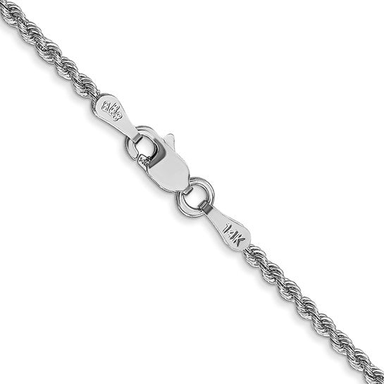 14K White Gold 2.0mm Rope Chain with Lobster Clasp 22"
