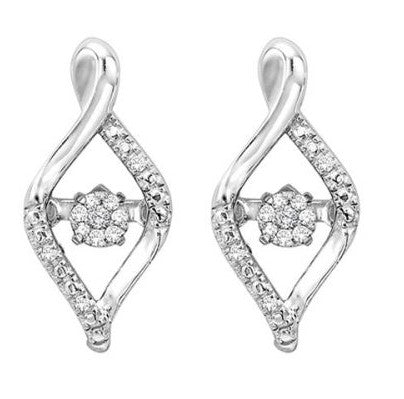 Sterling Silver 0.10cttw Diamond Rhythm Of Love Earrings