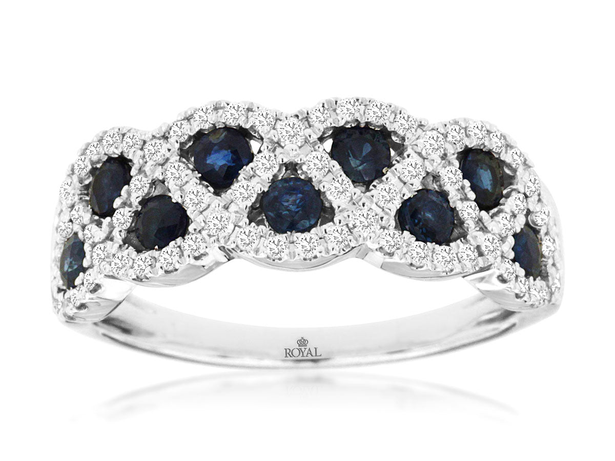 14K White Gold Sapphire & Diamond Fashion Ring by RJM