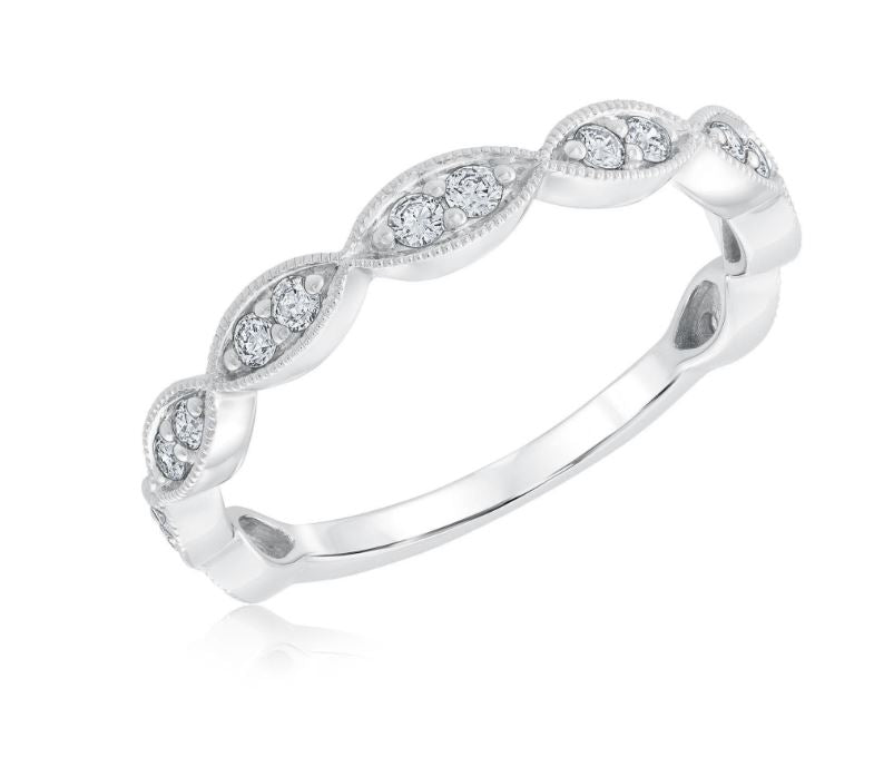 14K White Gold, 0.25cttw Diamond Wedding Band