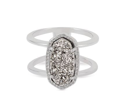 Elyse Silver Plated Ring in Platinum Drusy, Sz 7 by Kendra Scott