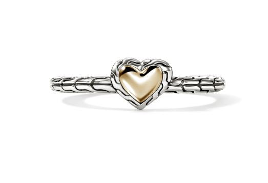 JH Essentials Heart 14K Gold & Silver Ring Sz 7 by John Hardy