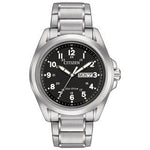 Garrison Stainless Steel Bracelet with Black Dial Watch by Citizen