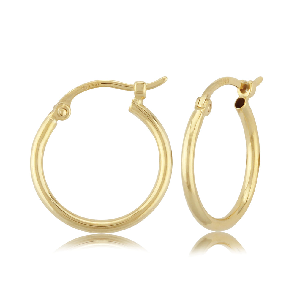 14K Yellow Gold, 1.5X15mm Tube Hoop Earrings
