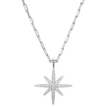 Sterling Silver Necklace with Paperclip Chain & CZ Starburst by Charles Garnier