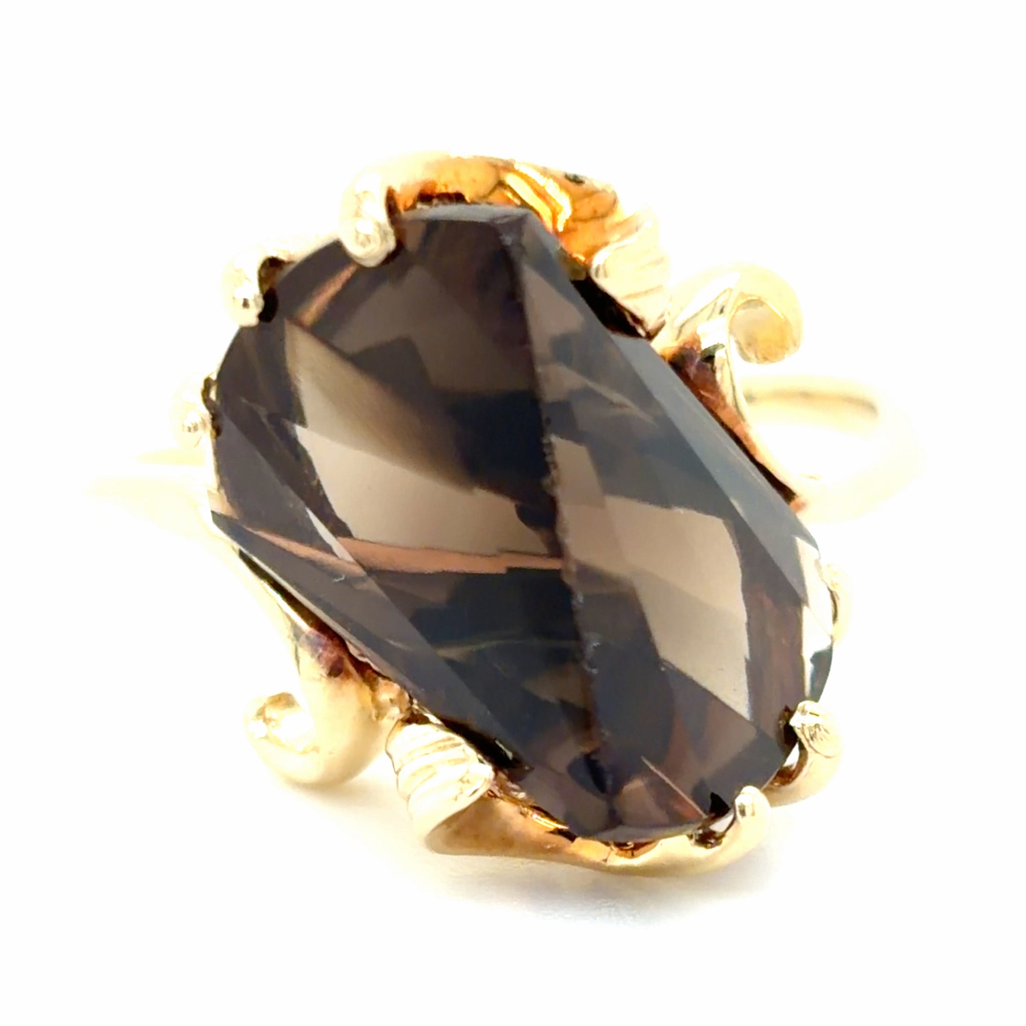 Estate Fantasy Cut Smokey Quartz Ring
