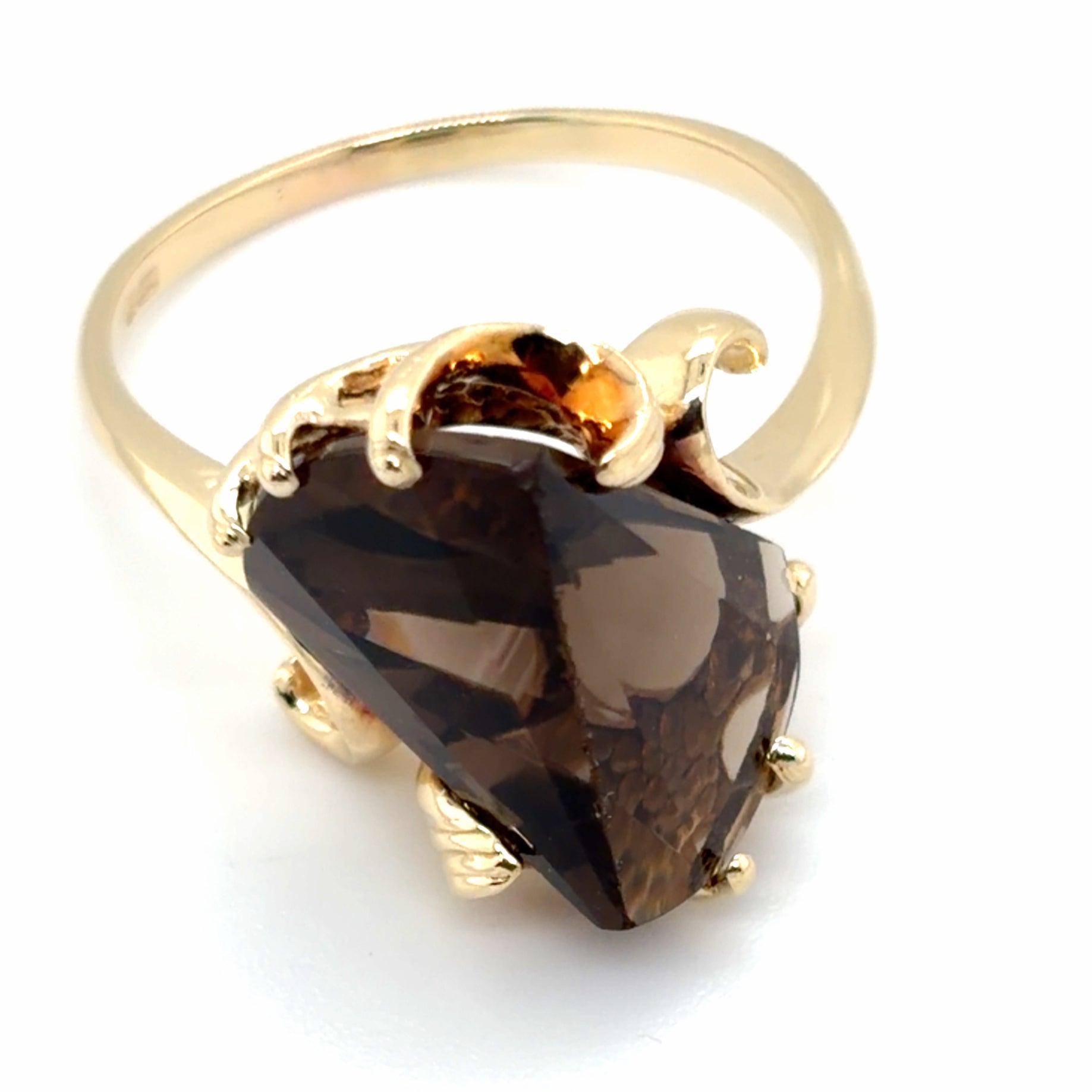 Estate Fantasy Cut Smokey Quartz Ring
