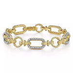 14K Yellow & White Gold 0.48cttw SI G-H Diamond Bracelet with Alternating Links