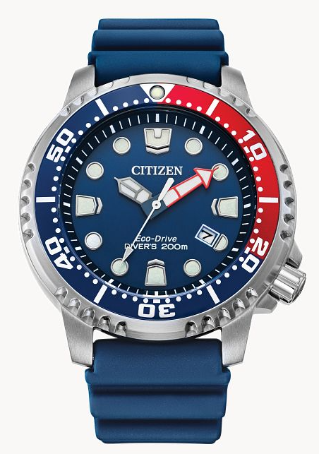 Men's Eco Drive Promaster Blue & Red Dive Watch by Citizen