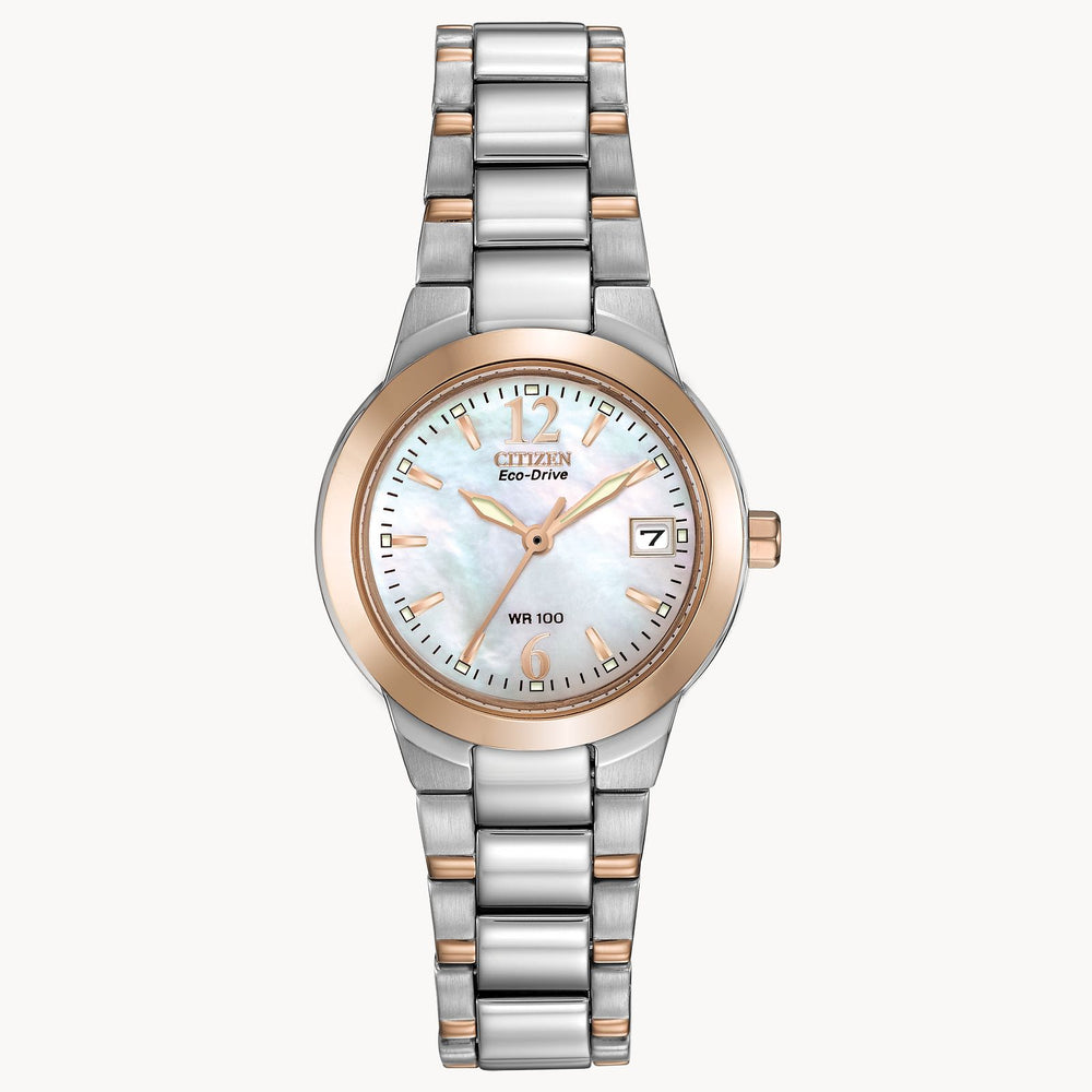 Citizen Stainless Steel & Rose Gold Plated, Eco Drive Watch Mother of Pearl Dial