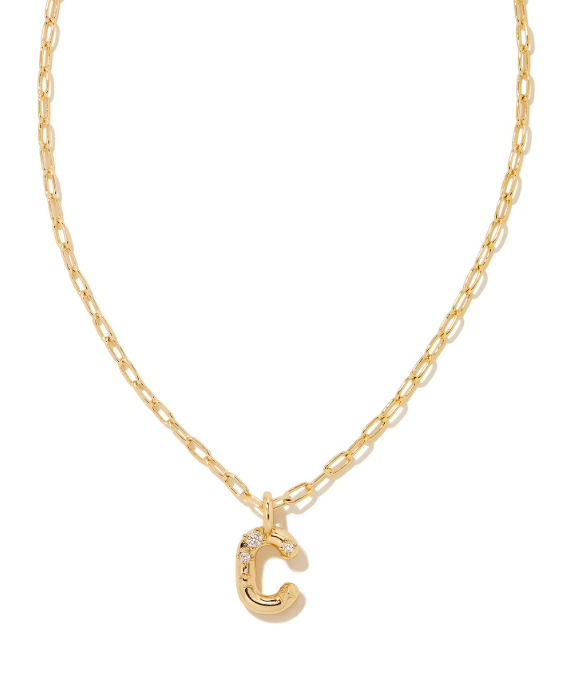 Crystal Letter C Gold Plated White CZ Short Pendant Necklace by Kendra Scott