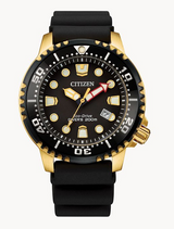 Men's Eco Drive Promaster Dive Black Polyurethane Strap & Dial with Gold Tone Case Watch by Citizen