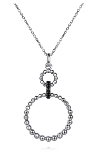 Sterling Silver 0.11cttw Black Spinel Bujukan Link Drop Necklace by Gabriel