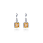 SS/PT 1.82cttw Simulated Diamond & Simulated Yellow Topaz Earrings